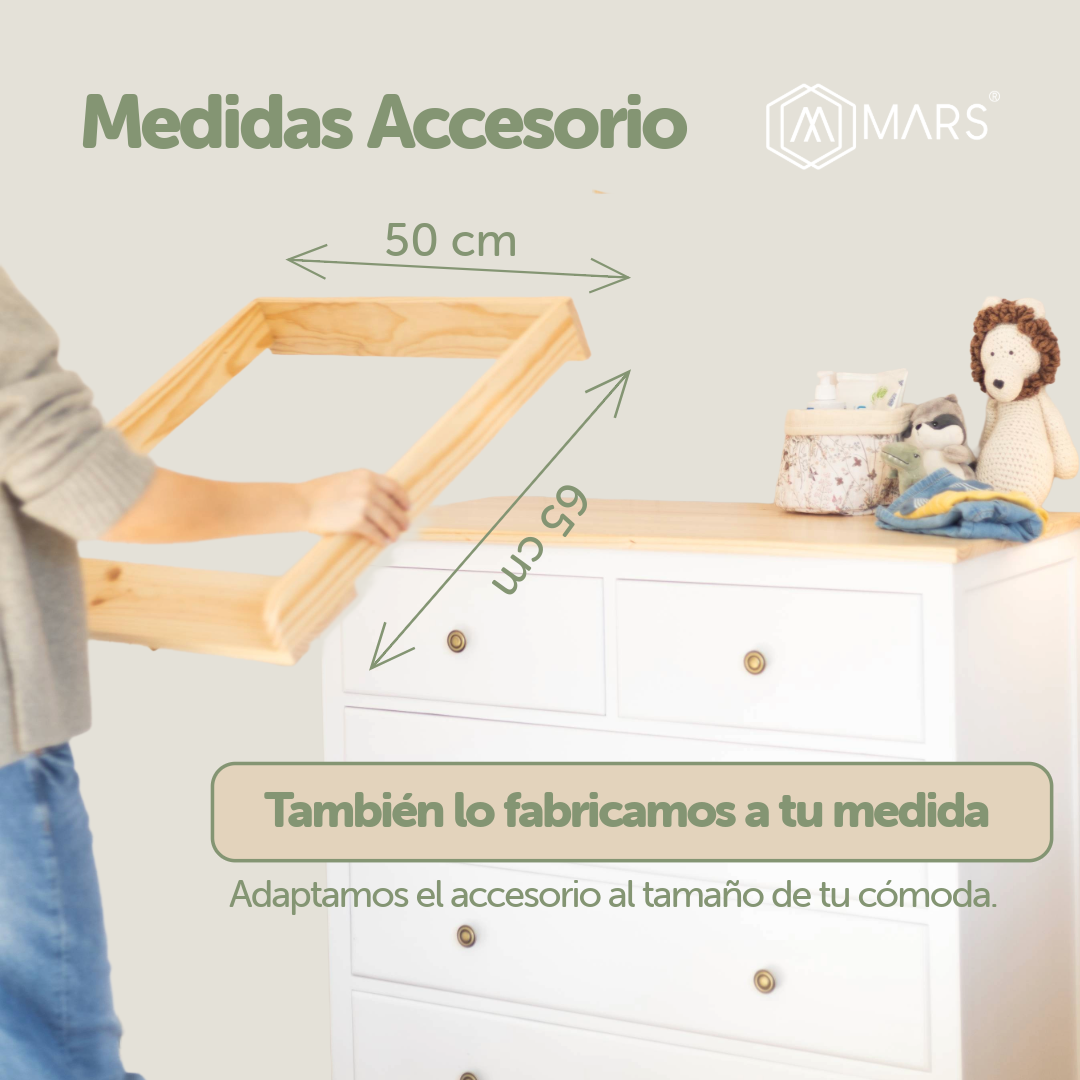 Base mudador desmontable para cómoda - Madera natural